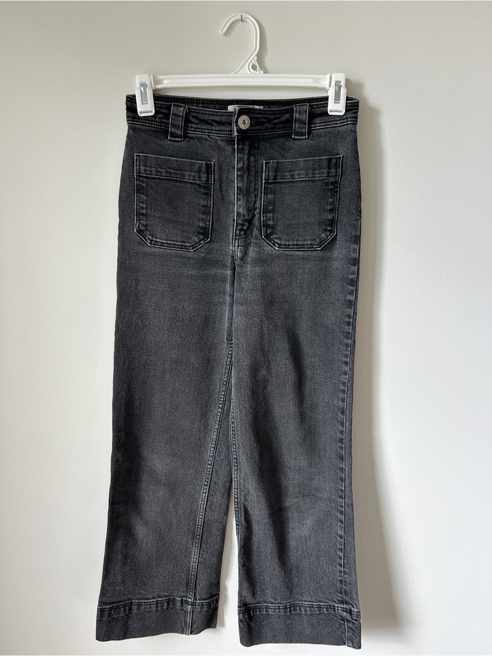 H&M Black Wide-Leg Jeans with Front Patch Pockets